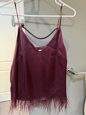 Bailey 44 Plum Feather-Trim Cami NWT